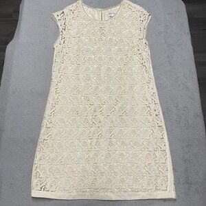 Reiss Ciara Swift Dress US Size 10 Ivory Lace Eyelet Overlay Lined Shift